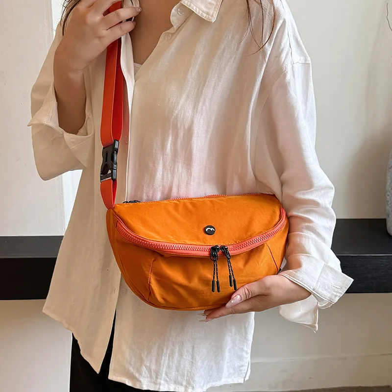 OUZIHUANG Nylon Fabric Shoulder Bag Crossbody Bag Unisex Black/Orange/Green/Khaki/Gray-33