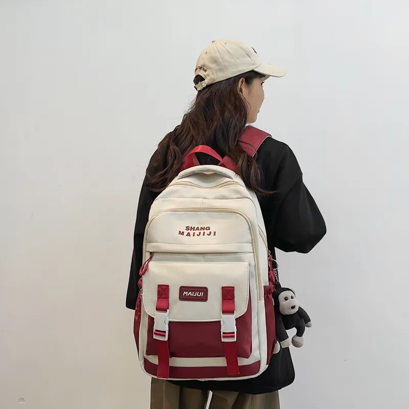 Tong Tong Rabbit Nylon Backpack Unisex Black/Blue/White/Red/Khaki-8