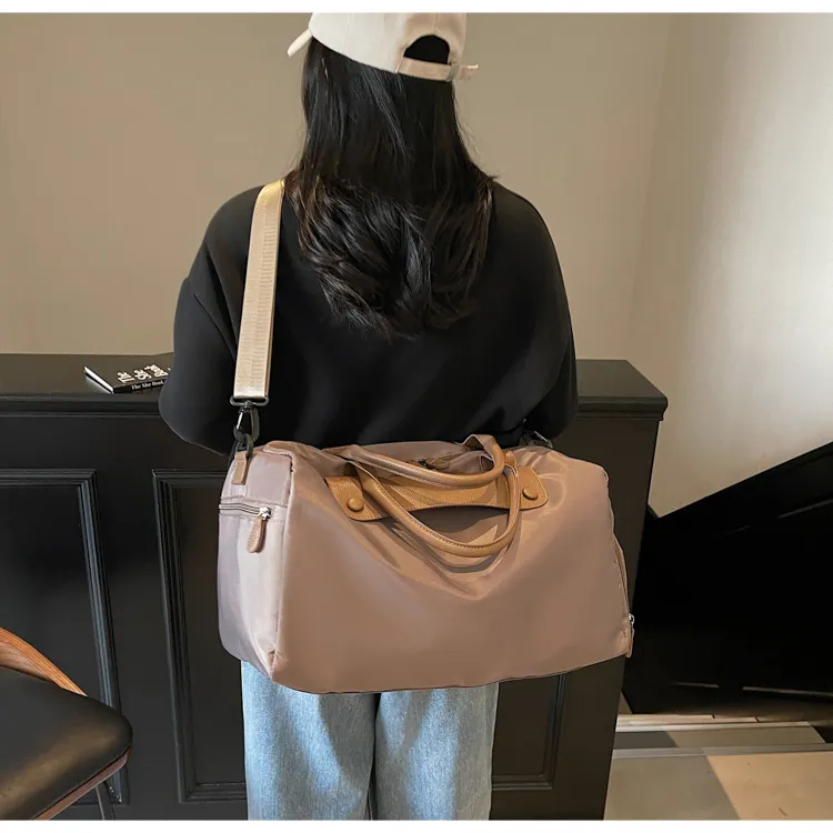 OUZIHUANG Oxford Travel Bag Women's Black/Khaki-9