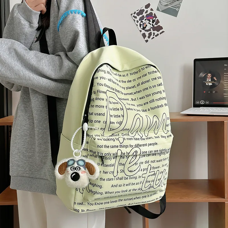 Deli Bear Nylon Backpack Regular Women's White/Blue/Khaki/Yellow/Green-17