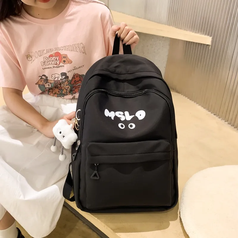 Deli Bear Nylon Backpack Regular Unisex Black/White/Blue/Yellow/Pink-20
