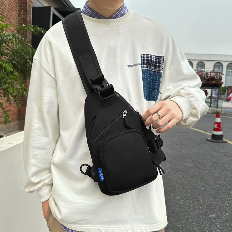 Deli Bear Nylon Crossbody Bags Sling Bags Regular Unisex Black/White/Khaki/Blue-6