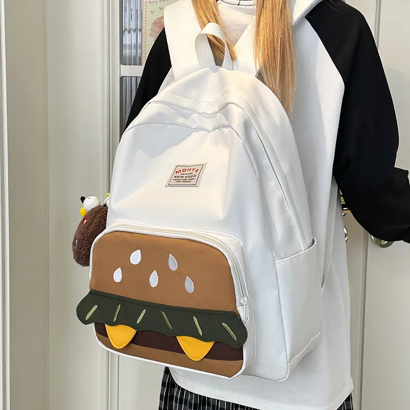 Deli Bear Nylon Backpack Unisex Yellow/White/Brown/Khaki-6