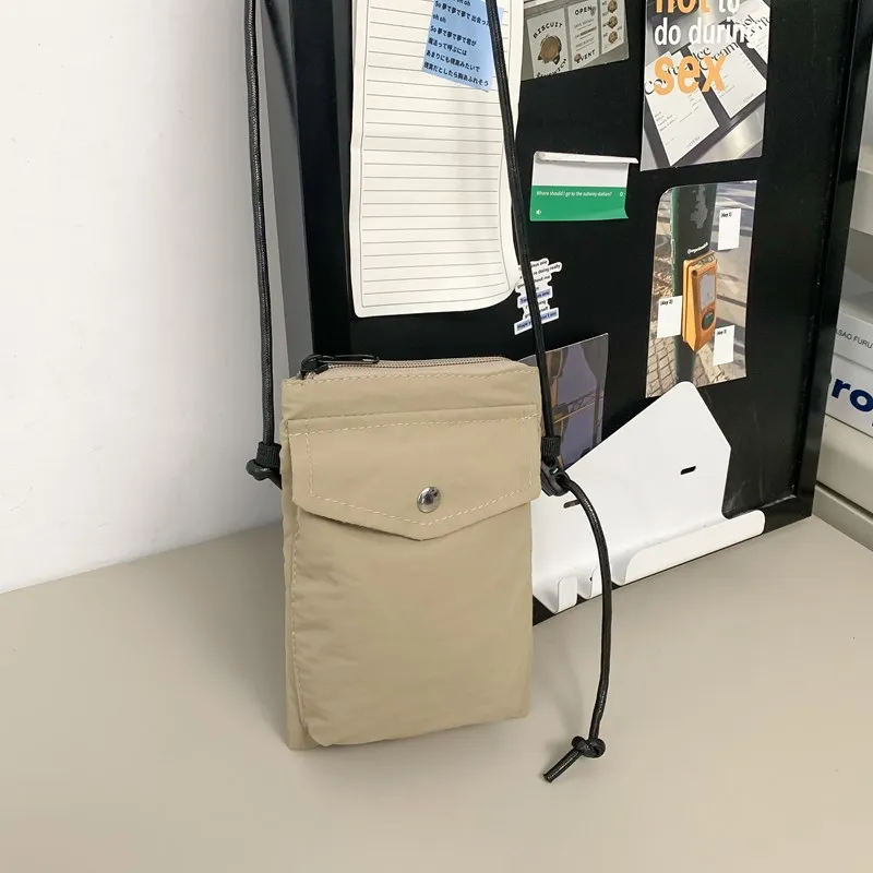 OUZIHUANG Nylon Cell Phone Pouch Unisex Black/Green/Brown/Ecru/Khaki-15