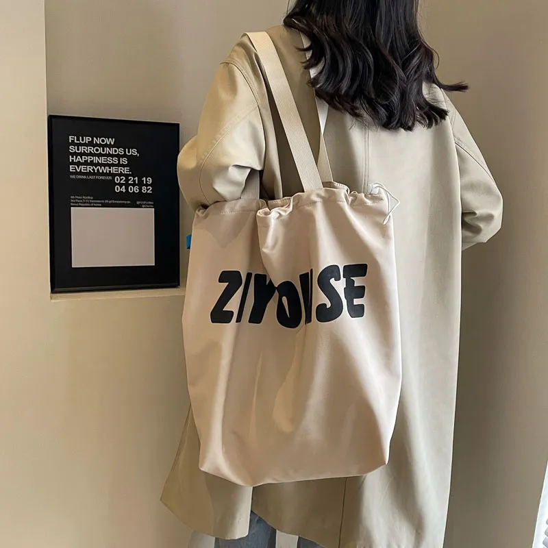 OUZIHUANG Canvas Bucket Bag Handbag Shoulder Bag Regular Women's Yellow/Ecru/Black/Khaki-12