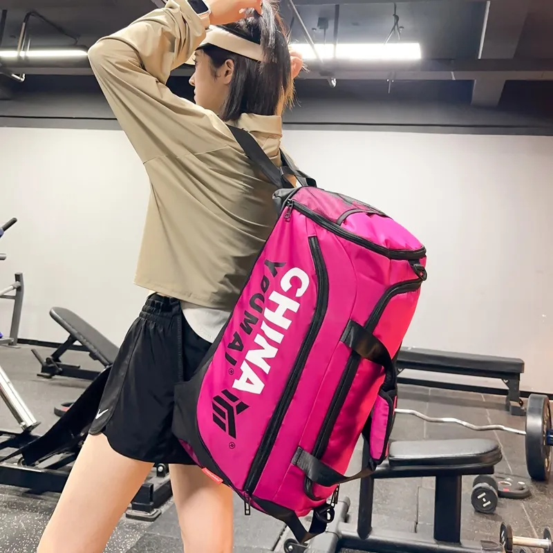 Deli Bear Nylon Gym Bag Large Size Unisex Black/Pink/Khaki/Rose Red/Yellow/Army Green-22