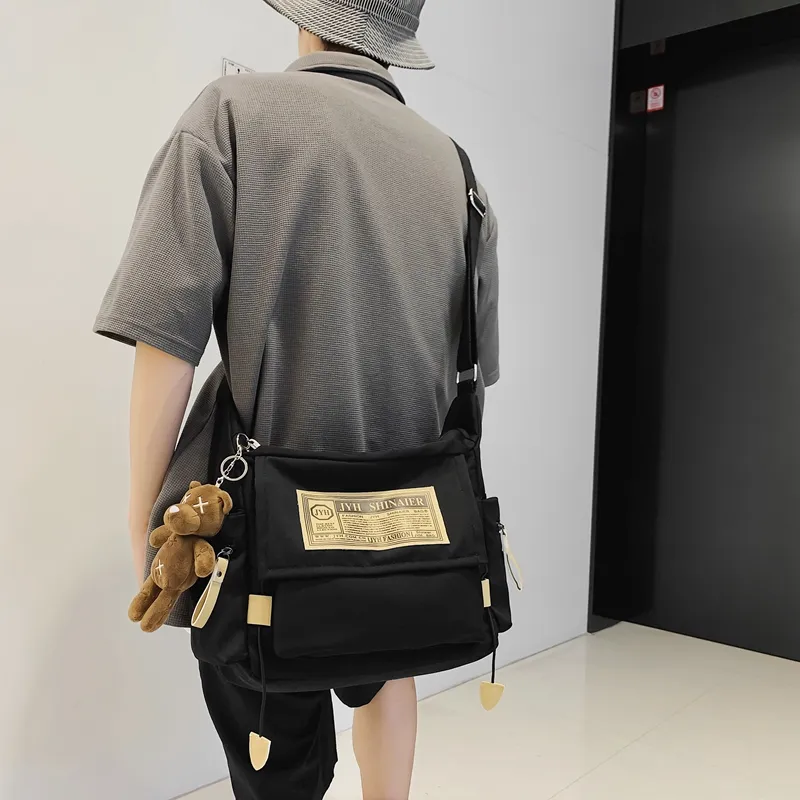OUZIHUANG Nylon Shoulder Bag, Crossbody Bag Unisex Black/Blue/White/Red-9