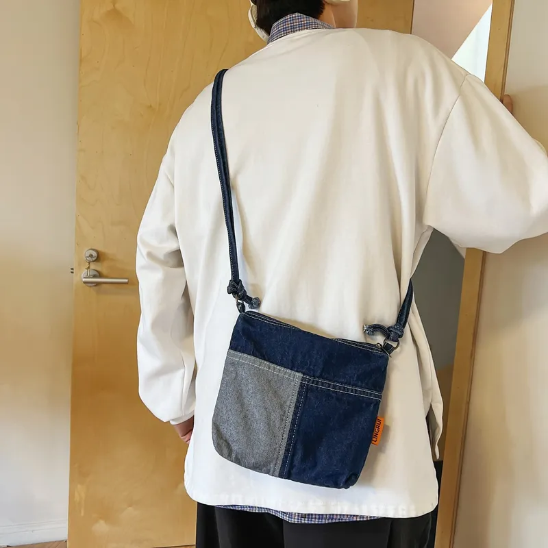 Deli Bear Denim Crossbody Bag, Shoulder Bag Unisex-2