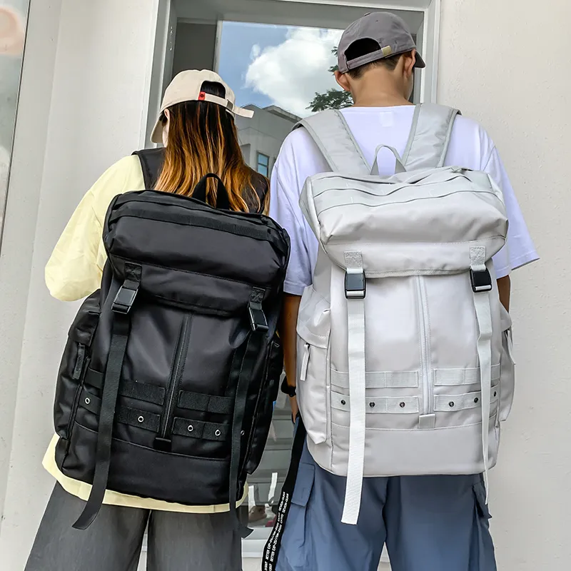 Deli Bear Oxford Backpacks Backpack Large Size Unisex Light Gray/Dark Gray/Red/Black-9