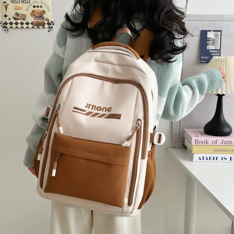 Deli Bear Nylon Backpack Regular Unisex Brown/Orange/Black/Khaki/Green-4
