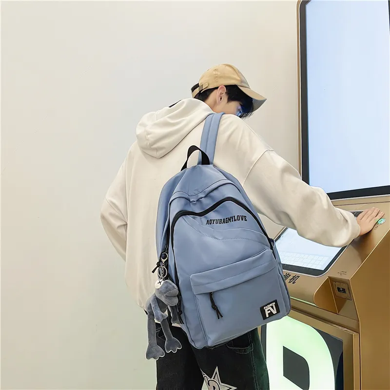 OUZIHUANG Nylon Backpack Unisex Black/Ecru/Red/Blue-15