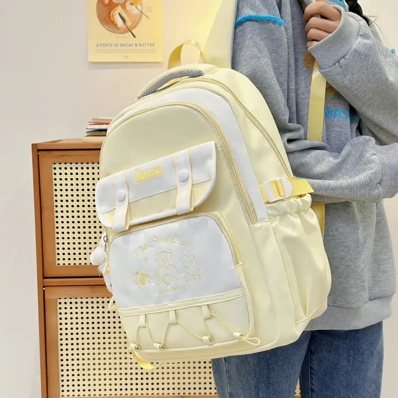 Deli Bear Polyester Backpack Regular Unisex Pink/Yellow/Blue/Black/Red-8