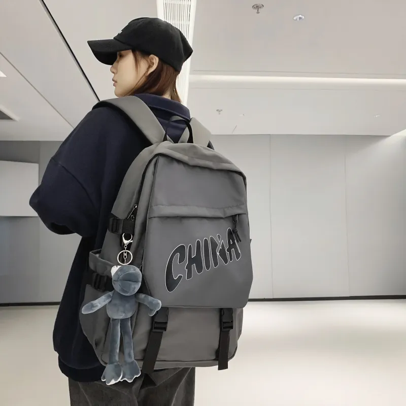 OUZIHUANG Nylon Backpack Unisex Black/Blue/Gray/Red/White-13