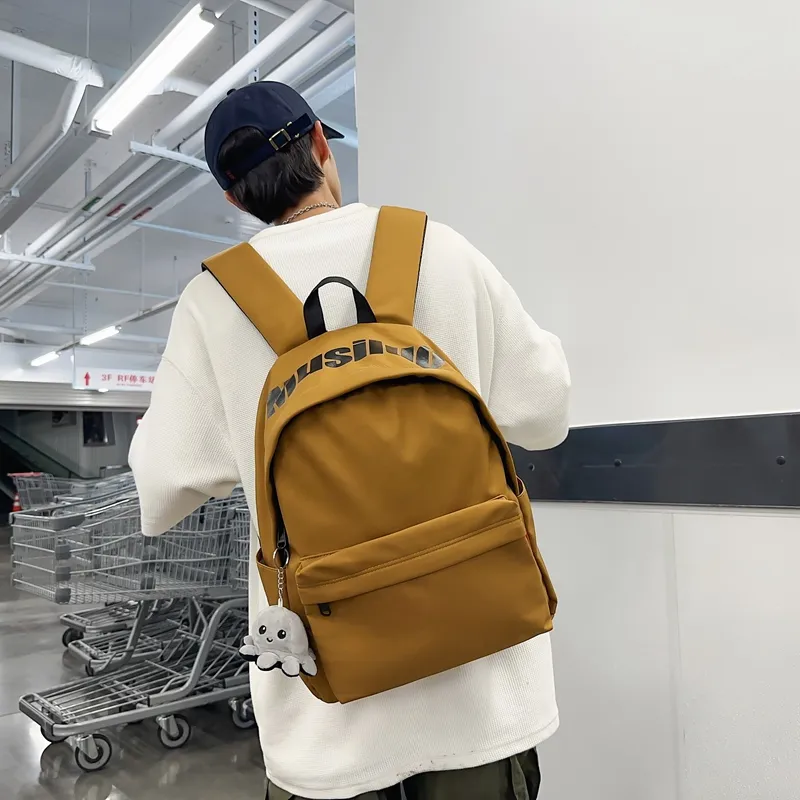 Deli Bear Nylon Backpack Unisex Black/White/Light Blue/Red/Yellow Brown-8