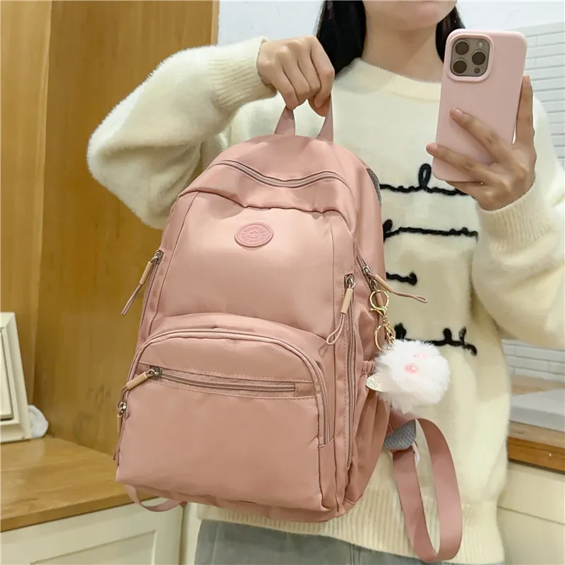 Deli Bear Nylon Backpack Regular Unisex Black \ Green \ Pink \ Khaki-11
