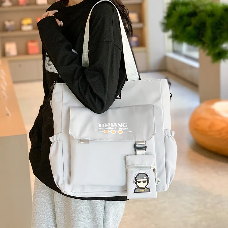 Deli Bear Oxford Shoulder Bag Unisex Beige Yellow Gray Green Black-9