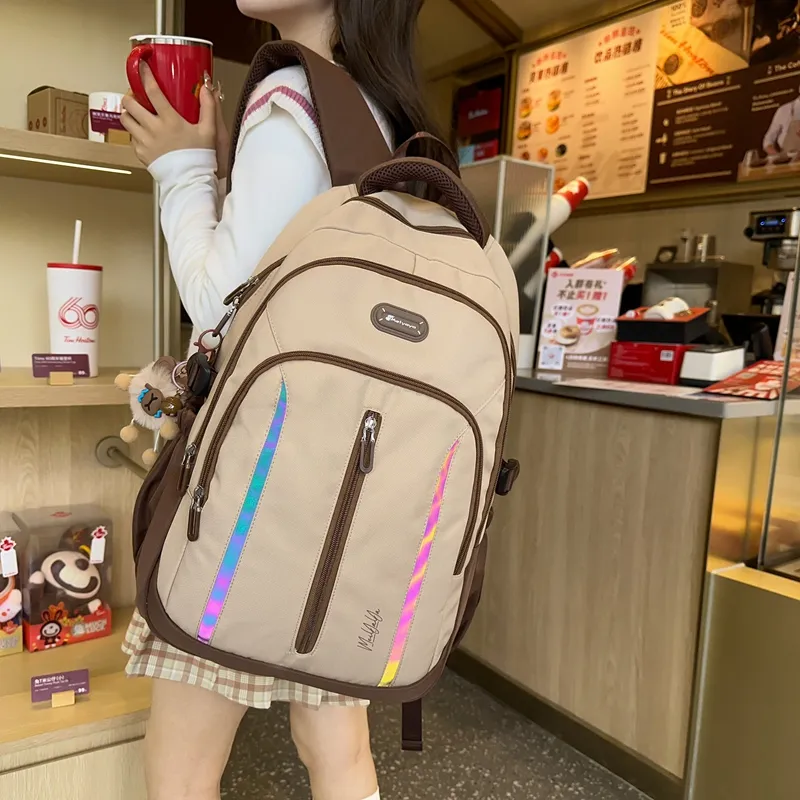 OUZIHUANG Nylon Backpack Regular Women's Multicolor-15