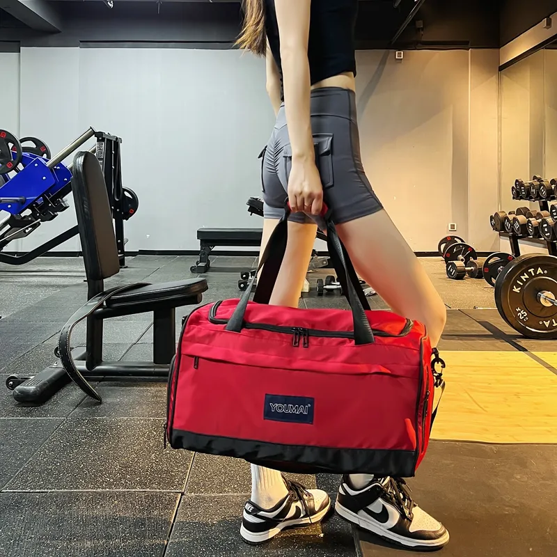 Deli Bear Nylon Gym Bag Unisex Black/Pink/Red/Khaki/Blue/Army Green/Gray-13