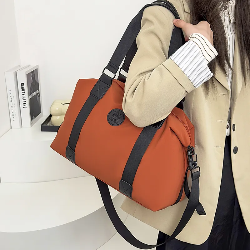 OUZIHUANG Nylon Travel Bag Unisex Khaki/Pink/Green/Black/Brown/Orange-28