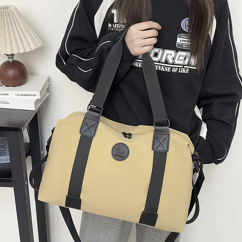 OUZIHUANG Nylon Travel Bag Unisex Khaki/Pink/Green/Black/Brown/Orange-1