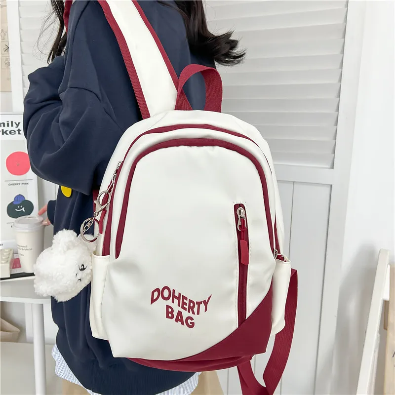 Deli Bear Nylon Backpack Regular Women's Pink/Black/Red White/Gray White/Gray Blue-17