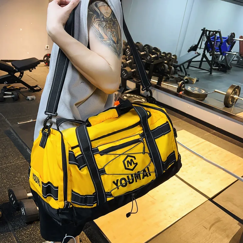 Deli Bear Nylon Fabric Gym Bag Unisex Black \ Pink \ Khaki \ Blue \ Yellow \ White \ Turquoise-22