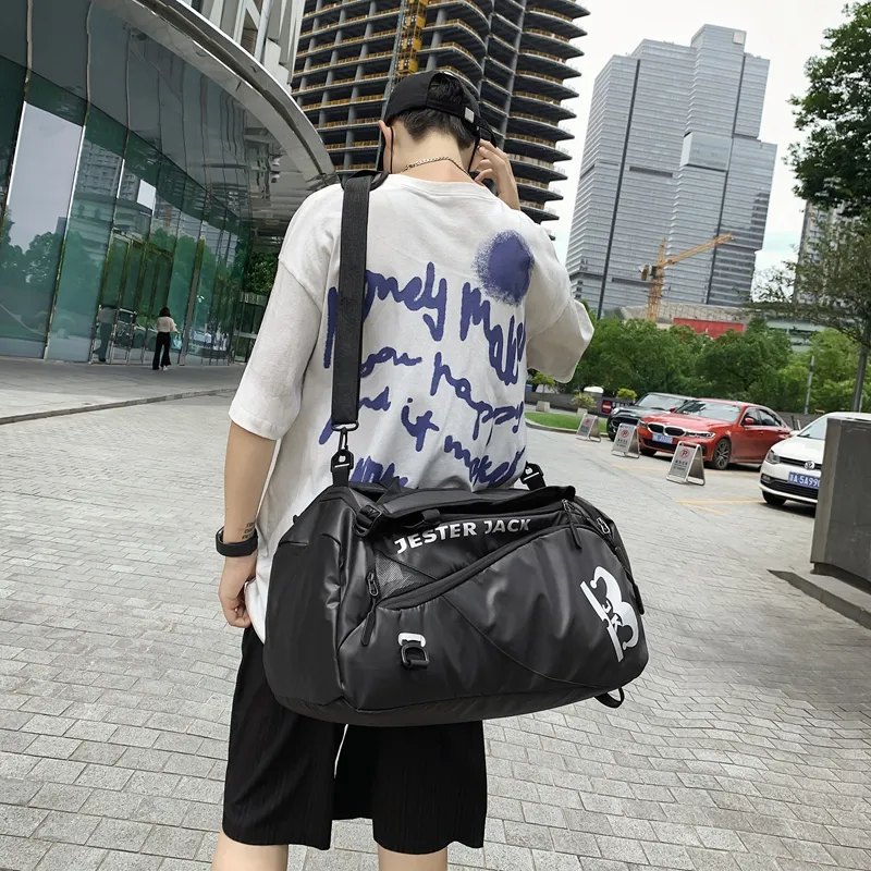 Deli Bear Mesh Gym Bag Large Size Unisex Gray/Black/Blue-4