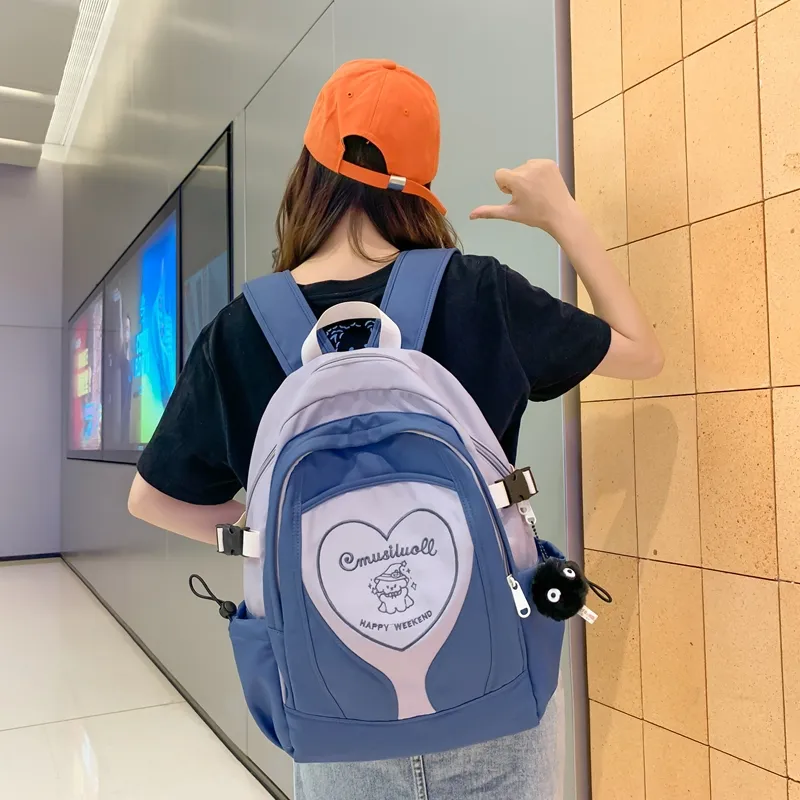 Deli Bear Nylon Backpack Regular Unisex Black Stockings/Black White/Blue Black/Blue Purple-9