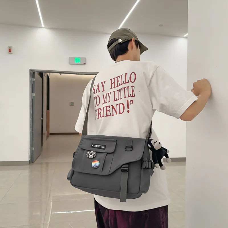 OUZIHUANG Nylon Shoulder Bag Unisex-3