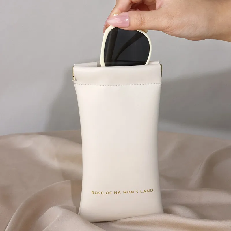 OUZIHUANG PU Eyeglass Pouch Medium Size Unisex White/Pink/Brown/Black-1