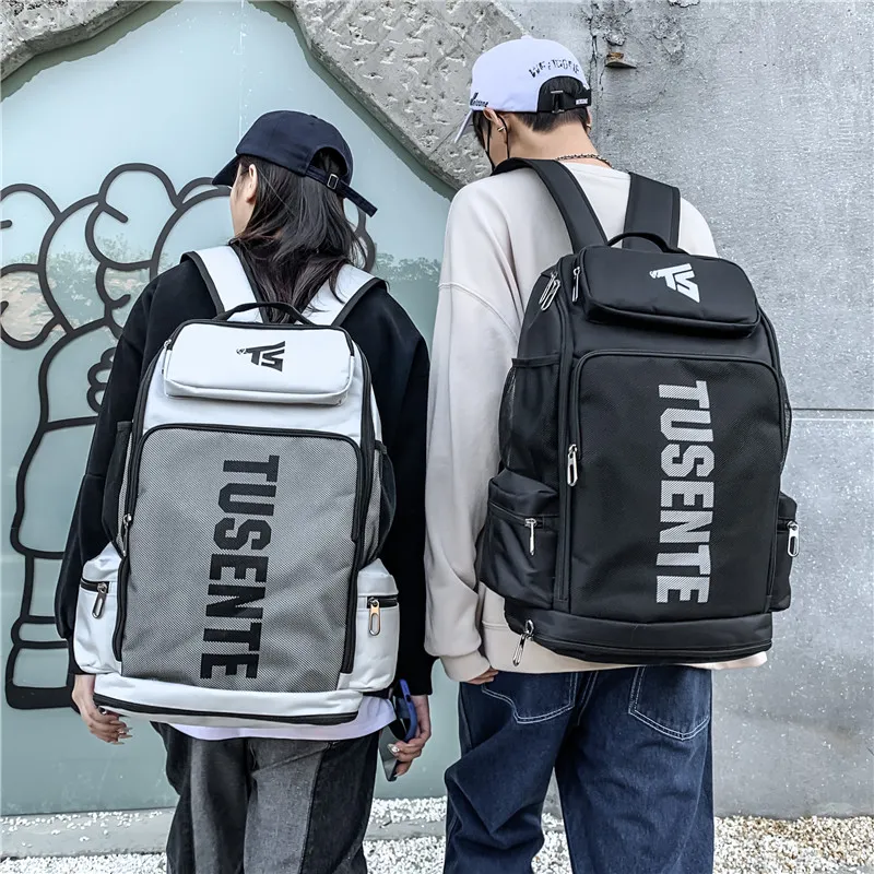 Deli Bear Oxford Backpack Large Size Unisex Gray/Black/Red-1