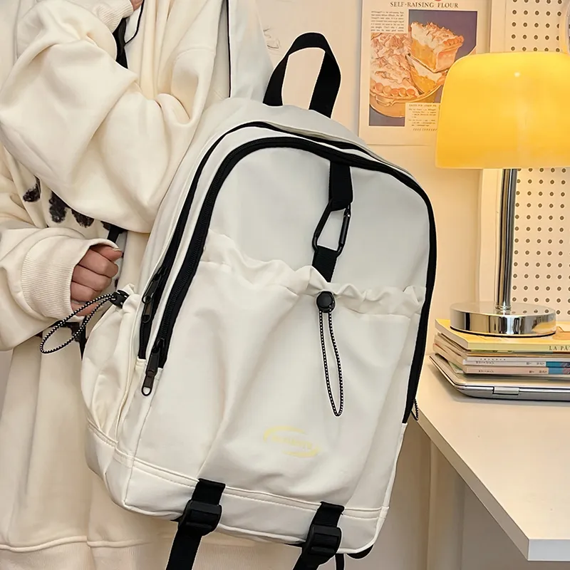 Deli Bear Polyester Laptop Backpack Regular Unisex White/Pink/Black-6