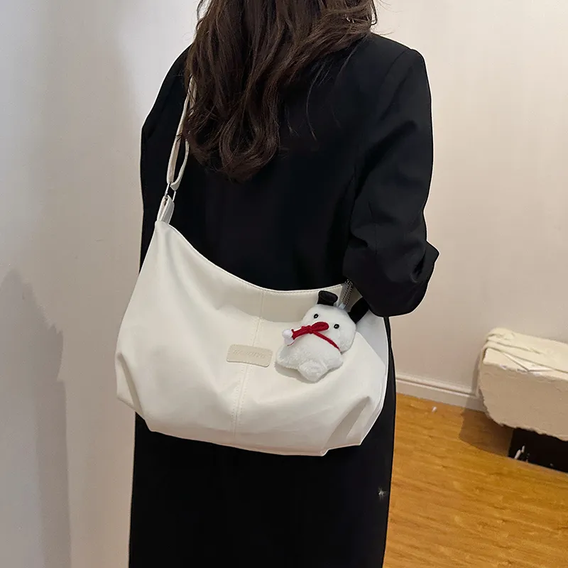 OUZIHUANG Nylon Crossbody Bag Shoulder Bag Regular Unisex Black/White/Purple/Pink-5