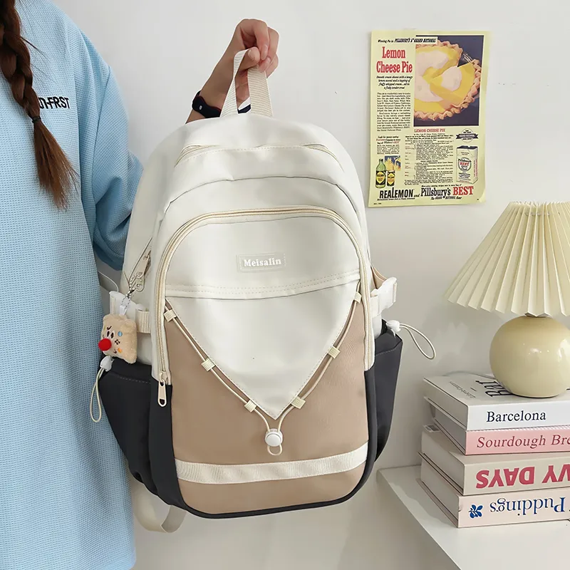 Deli Bear Nylon Backpack Unisex Khaki, Blue, White, Black-1