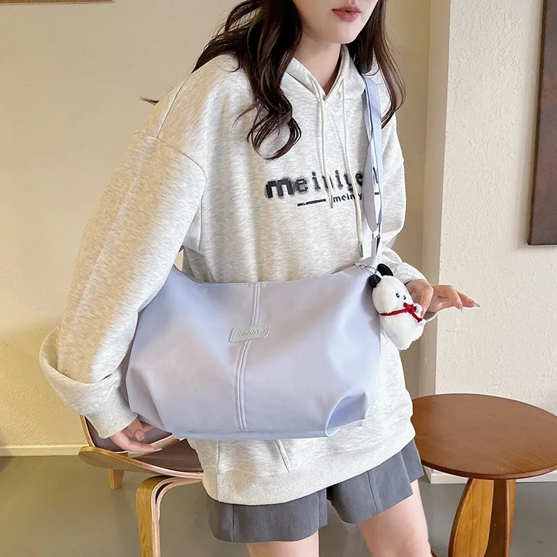 OUZIHUANG Nylon Crossbody Bag Shoulder Bag Regular Unisex Black/White/Purple/Pink-16