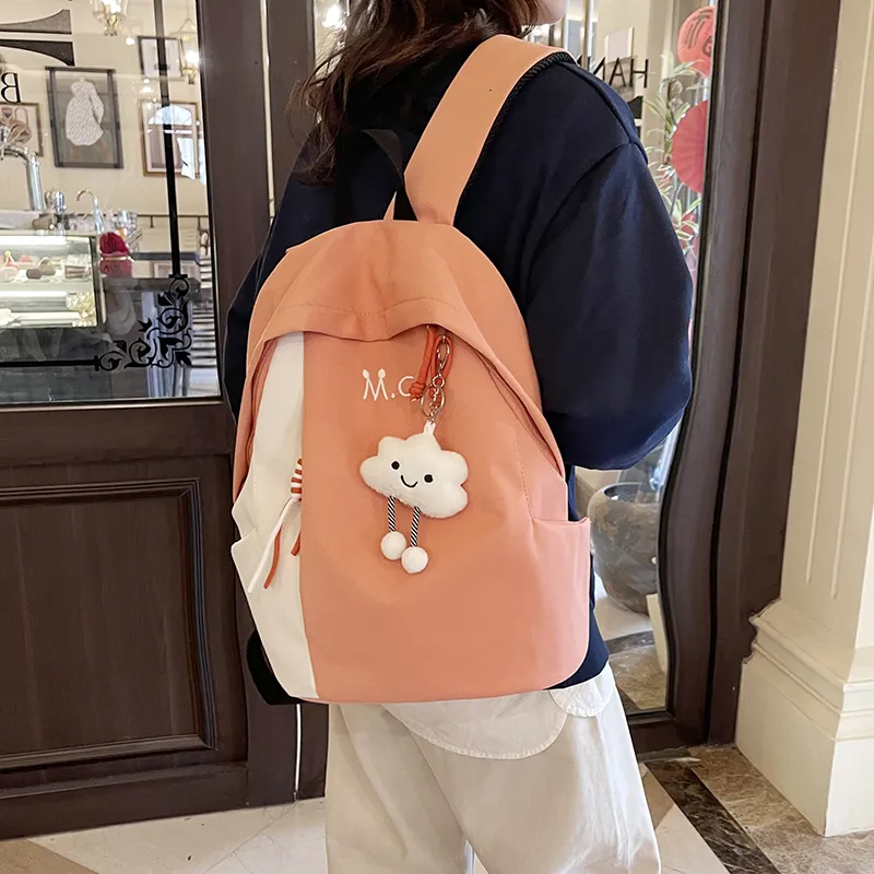 OUZIHUANG Nylon Backpack Regular Women's Lemon/Orange/Haze Blue/Classic Black/Withered Leaf Green-9
