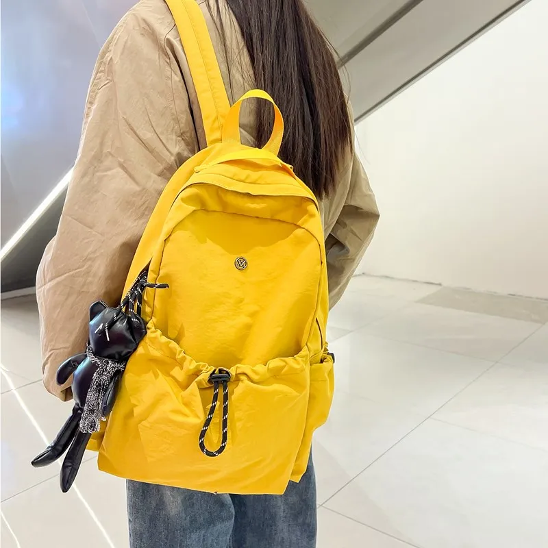 Deli Bear Nylon Backpack Large Size Unisex Black/Yellow/Gray/Orange/Ecru-8