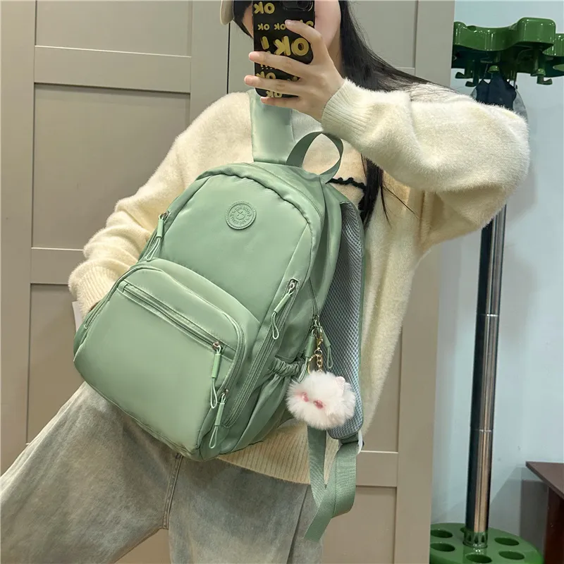 Deli Bear Nylon Backpack Regular Unisex Black \ Green \ Pink \ Khaki-7