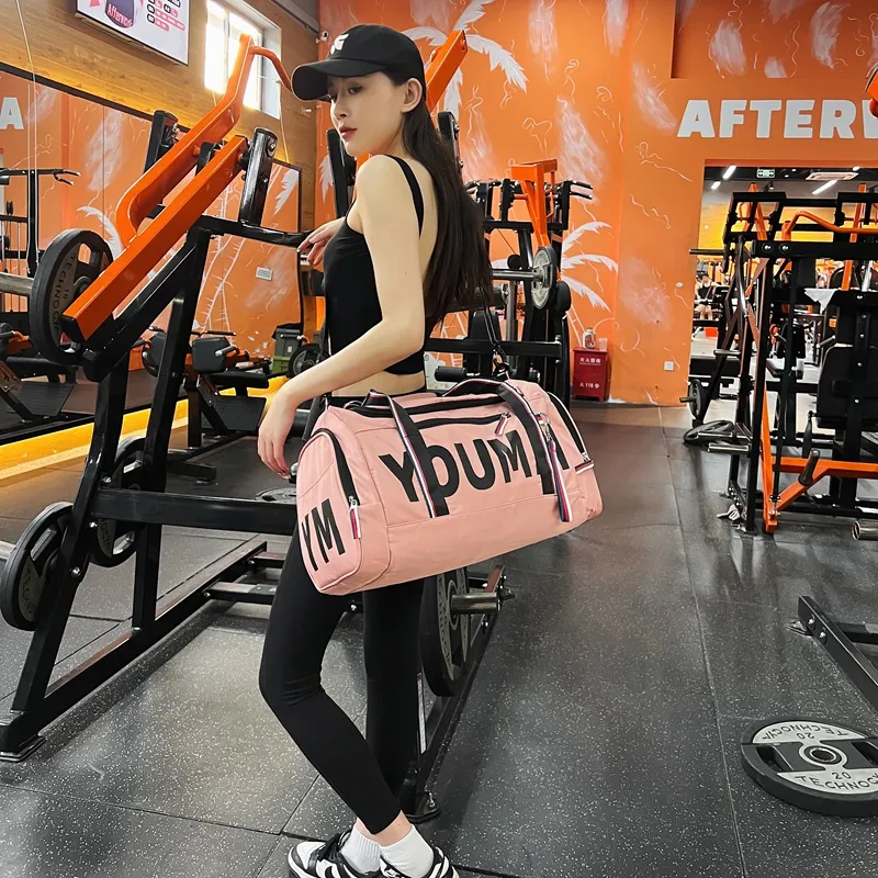 Deli Bear Nylon Gym Bag Unisex Black Khaki/Red/Pink-4