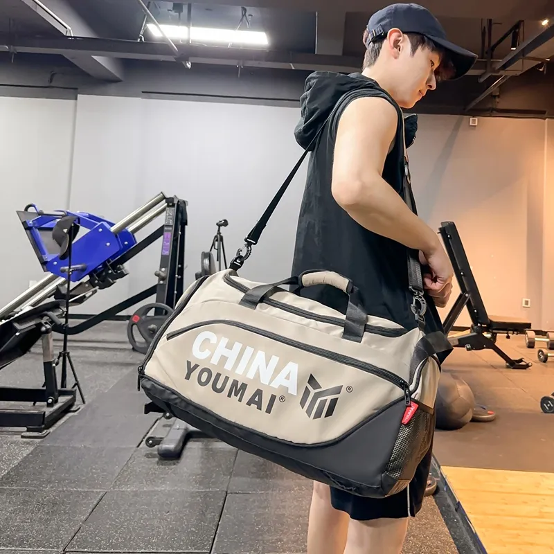 Deli Bear Nylon Gym Bag Large Size Unisex Black/Pink/Khaki/Rose Red/Yellow/Army Green-15