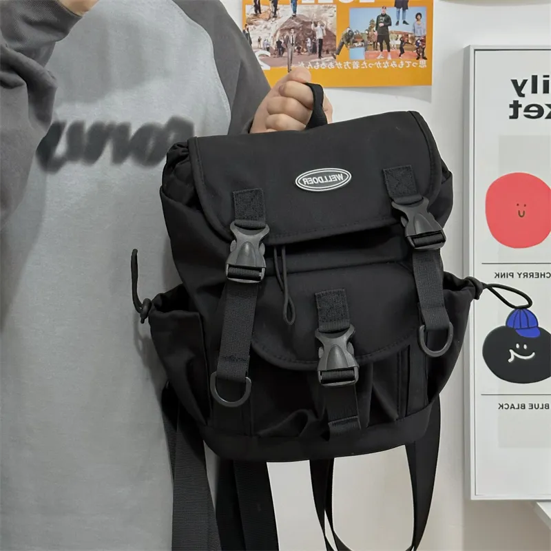 Deli Bear Nylon Backpack Crossbody Bag Regular Unisex Gray/White/Black-16