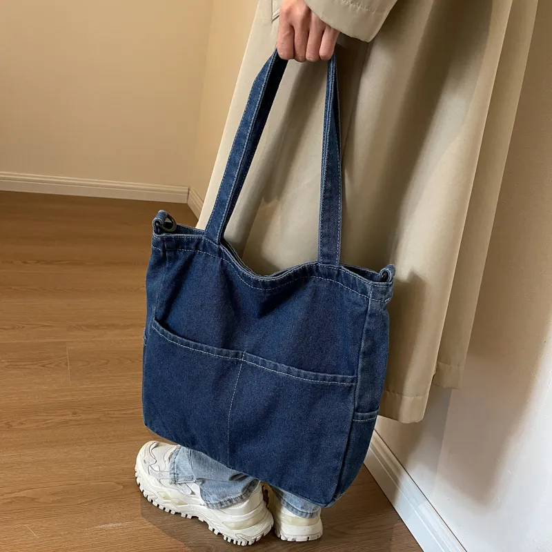 OUZIHUANG Denim Crossbody One Shoulder Handbag Women's Multicolor-4