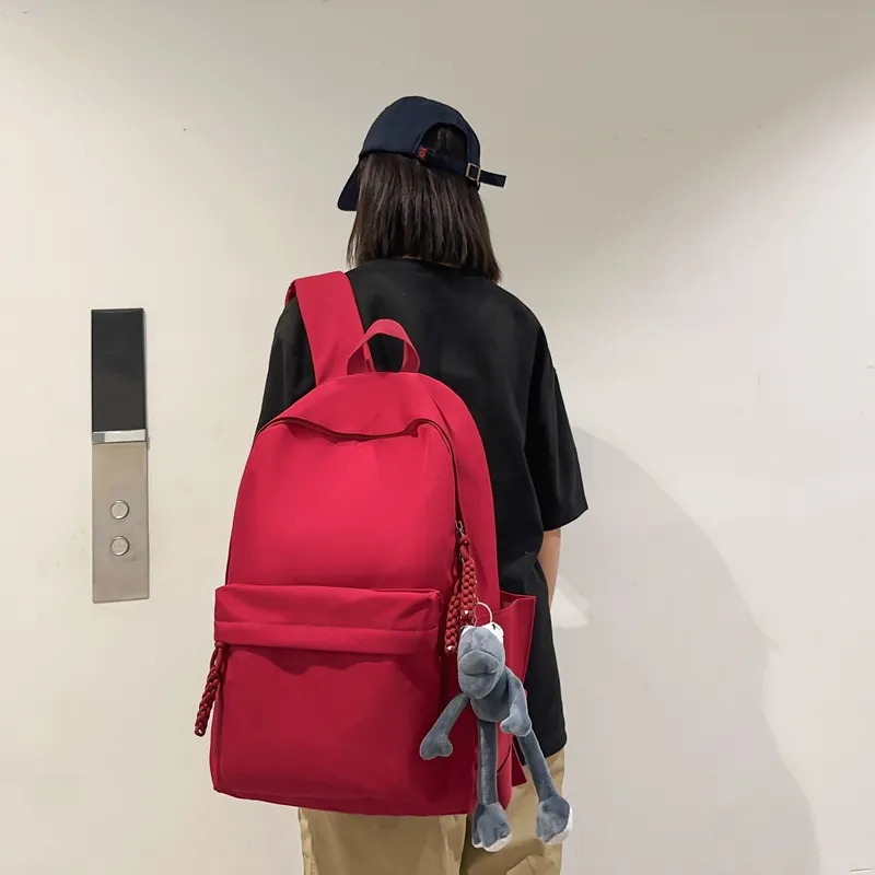 OUZIHUANG Nylon Backpack Unisex Black/Light Gray/Red/Dark Blue/Light Green-7