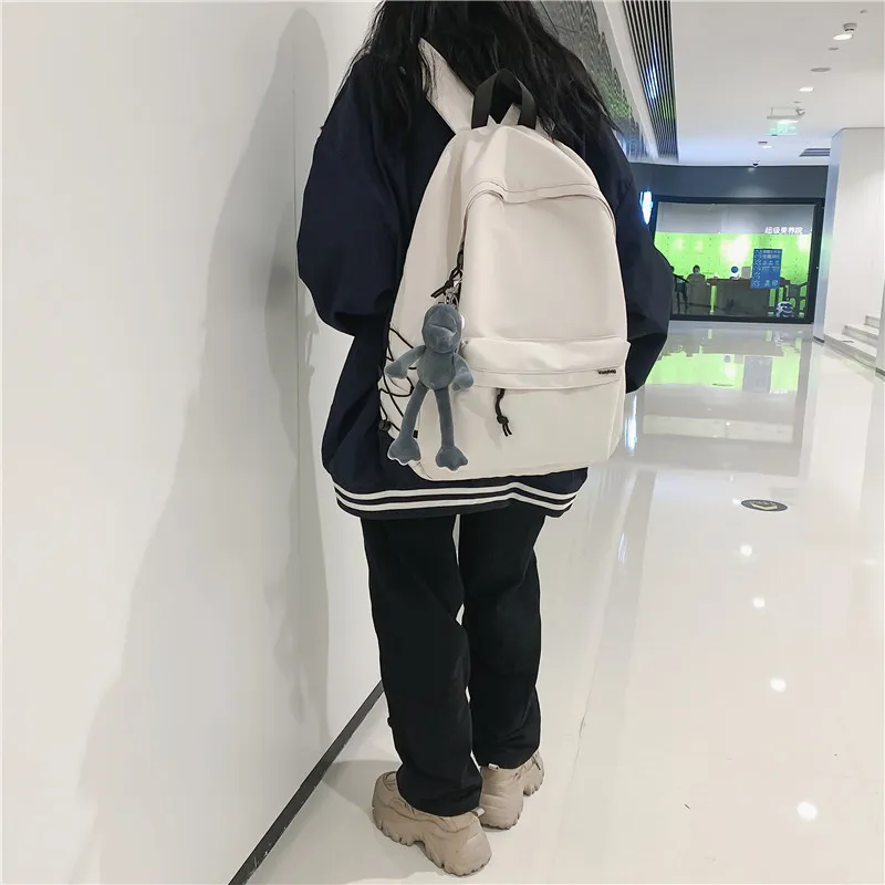 OUZIHUANG Nylon Backpack Unisex Black/White/Pink/Gray-6
