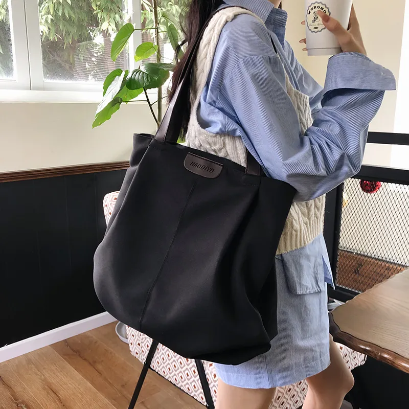 Deli Bear Nylon Tote Bag, Shopping Bag, Handbag, Shoulder Bag Women's Khaki/White/Black-13