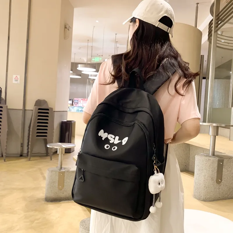 Deli Bear Nylon Backpack Regular Unisex Black/White/Blue/Yellow/Pink-2