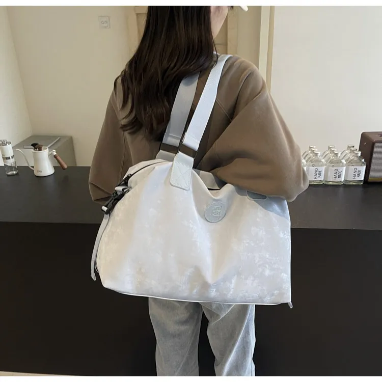 OUZIHUANG Pu Travel Bag Women's Khaki/Blue/Silver/Pink-8
