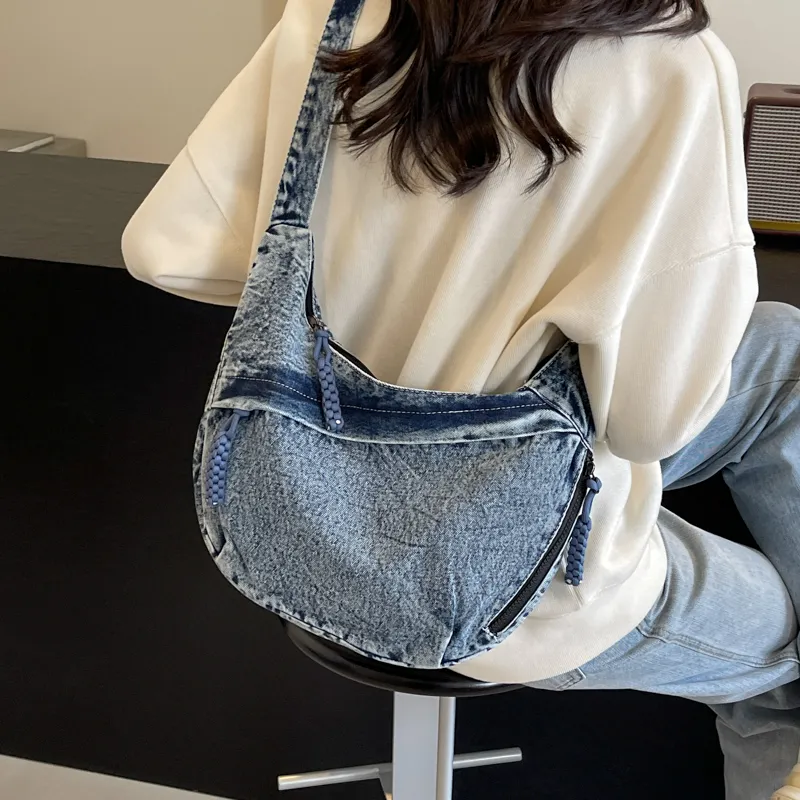 OUZIHUANG Denim Shoulder Bag, Crossbody Bag Women's Multicolor-29
