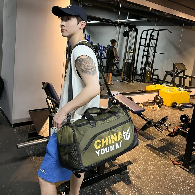 Deli Bear Nylon Gym Bag Large Size Unisex Black/Pink/Khaki/Rose Red/Yellow/Army Green-33