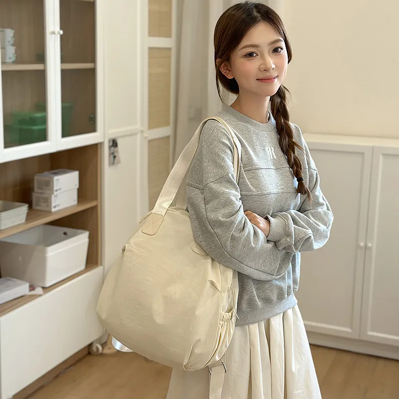 OUZIHUANG Nylon Backpack Women's Black/Ecru/Khaki-6